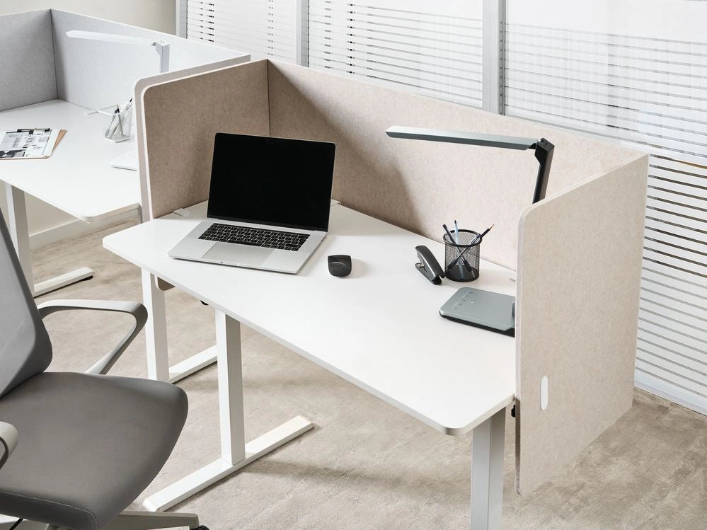 Pannello acustico in tessuto Imbottito 130 x 60 cm beige per scrivania tavolo ufficio