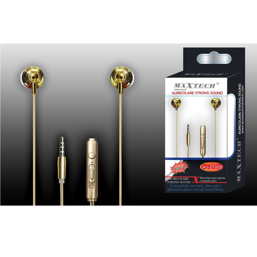 Trade Shop - Auricolari Cuffie Musica Con Microfono Per Cellulari Smartphone Jack Maxtech Au-5t005 -