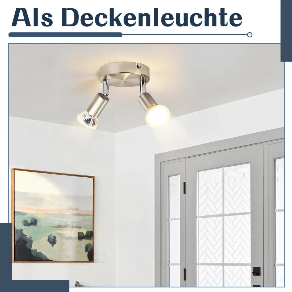 ZMH Faretto da soffitto cromati 2 luci GU10 moderni rotondi orientabili 350° per cucina soggiorno senza lampadina
