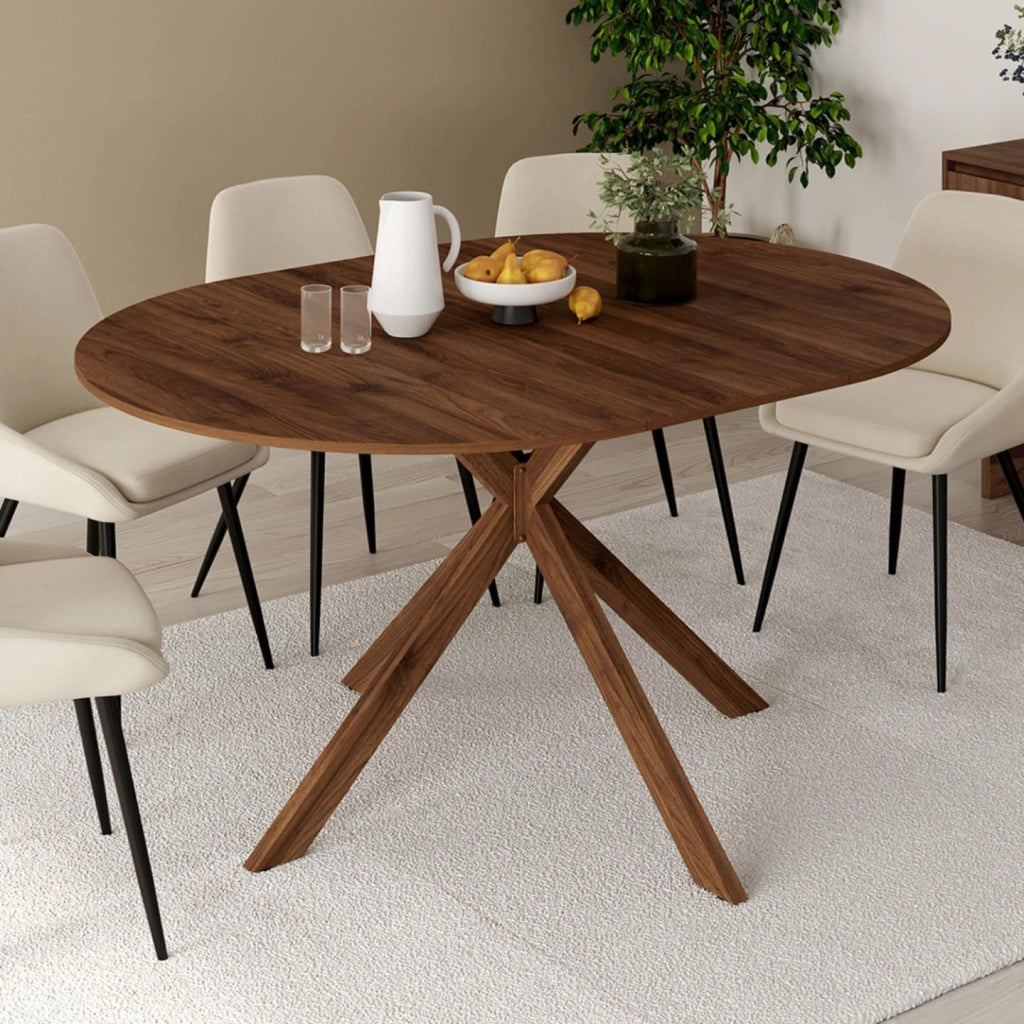 Tavolo da pranzo allungabile rotondo Alix 4-8 Persone piede ragno Noce 110-150 cm