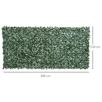Edere Finte, Siepe Artificiale 150x300 cm in PE Anti-UV, Siepe Finta per Recinzioni con Foglie, Verde Scuro