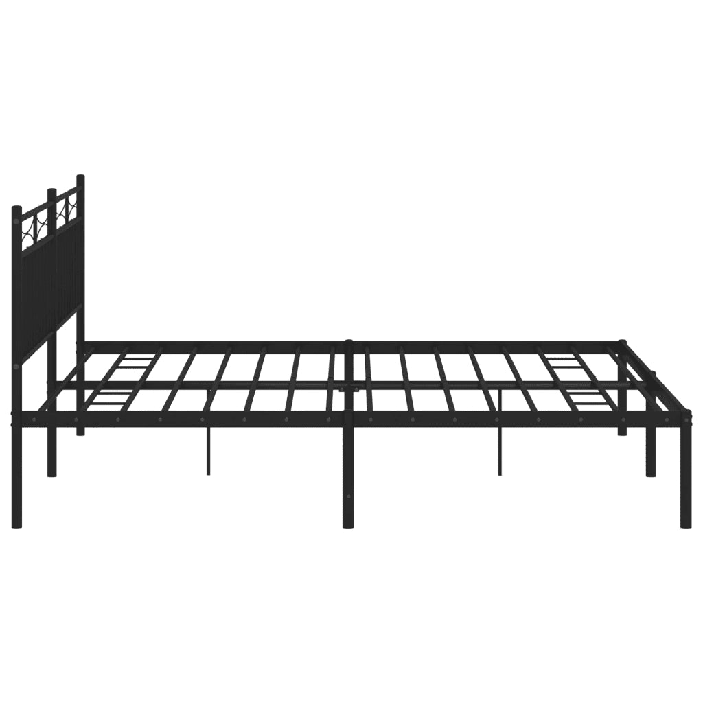 Letto matrimoniale | Letto per adulti | Giroletto con Testiera in Metallo Nero 180x200 cm