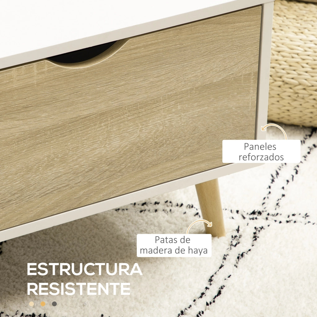 Tavolino da caff¨¨ con cassetti e ripiani ¨C zephmum ¨C 106x58x39,5 cm bianco
