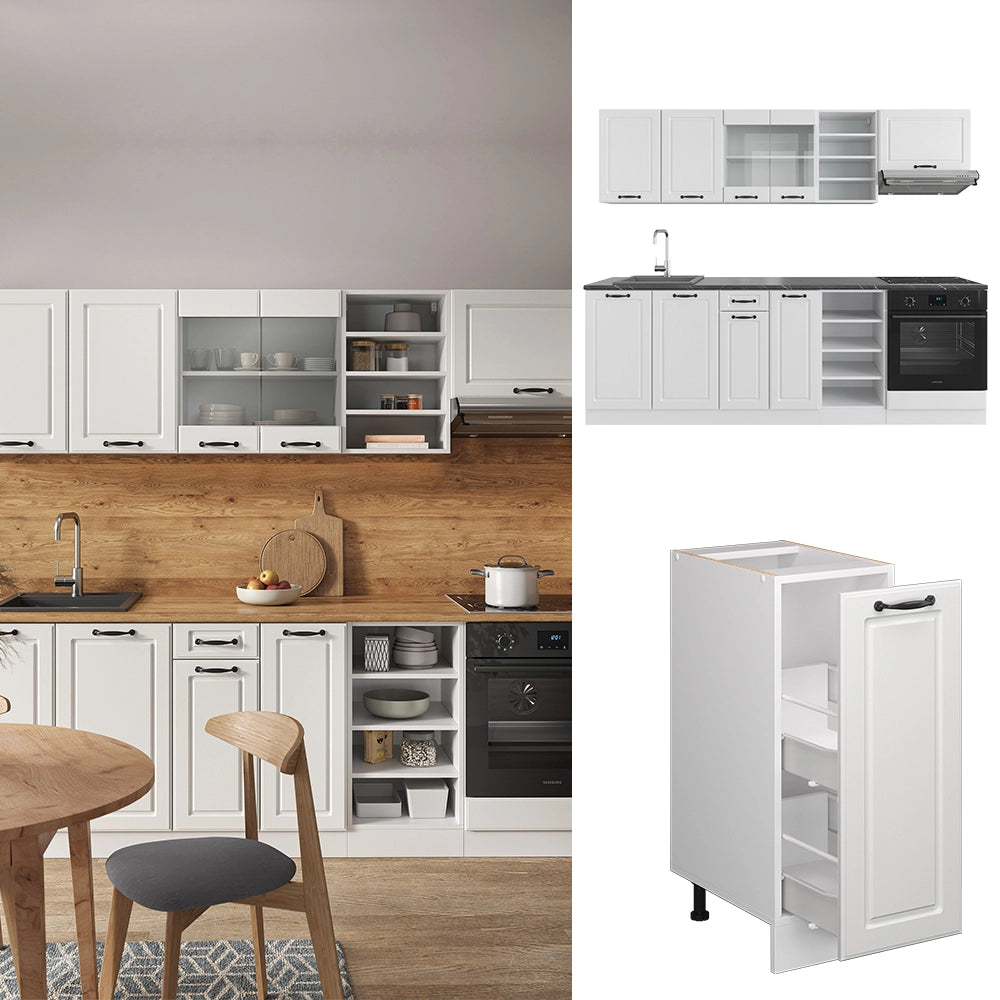 Vicco Cucina componibile Casa di campagna bianca/bianco 240 cm , PL Antracite