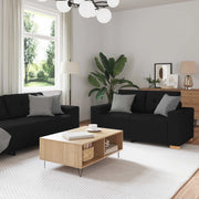 Divano 3 pcs Nero 221 x 80 x 80 cm Tessuto misto lino 3324630