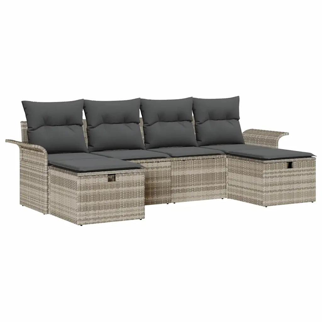 Set Divano da Giardino 6 pcs Grigio chiaro polyrattan 3358921