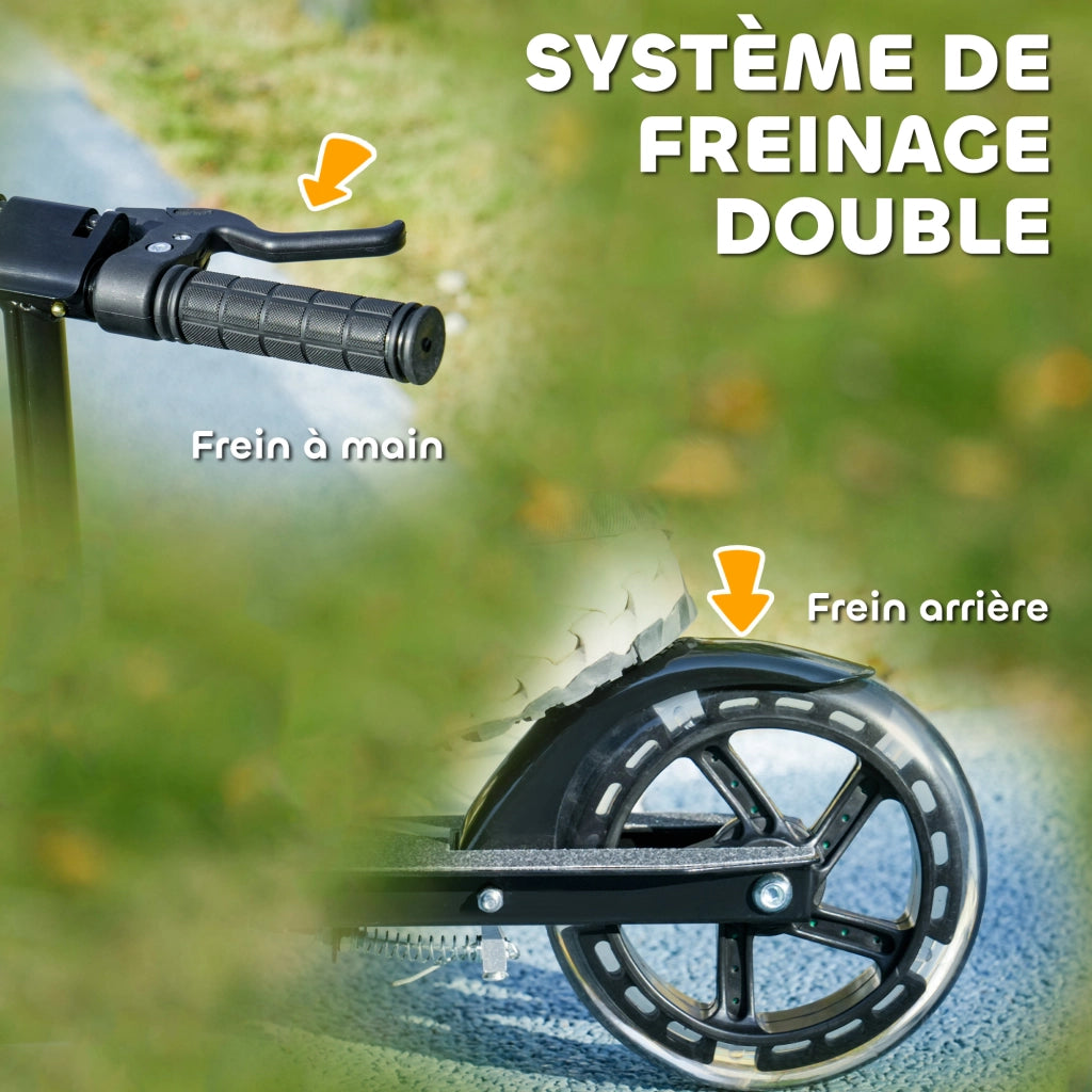 Trottinette per bambini con ruote LED ¨C zephmum ¨C regolabile in altezza, nero