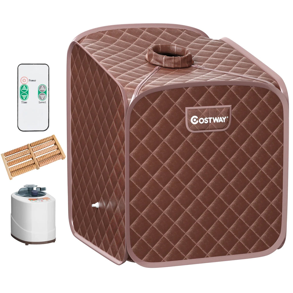 Sauna a vapore portatile 83 x 84 x 107 cm 9 livelli di calore funzionamento rapido stile accogliente in tessuto marrone 20_0020530