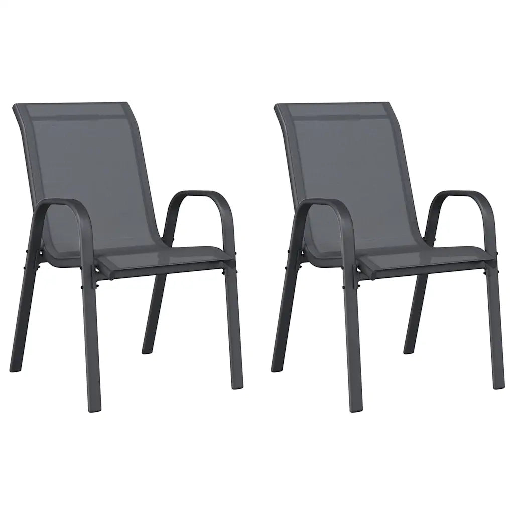 Sedie da Giardino Impilabili 2 pz | Sedie da Esterno in Tessuto Textilene Grigio