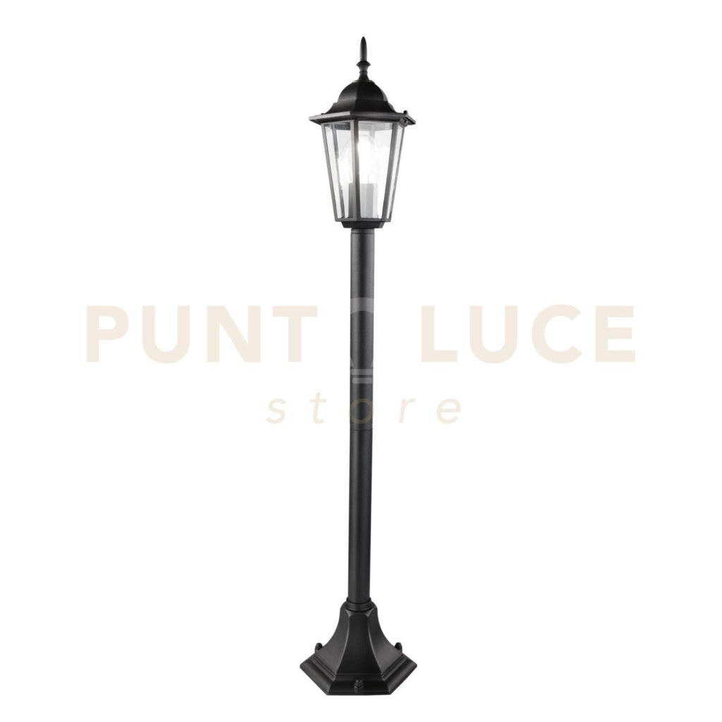 PALETTO MILANO NERO 1 LUCE ATTACCO E27 IP44 17x105CM ALLUMINIO E VETRO
