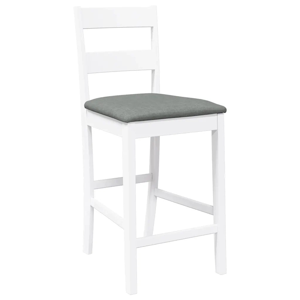 Sgabelli da Bar con Cuscini 2 pz Bianco Legno Massello di Hevea 4102559