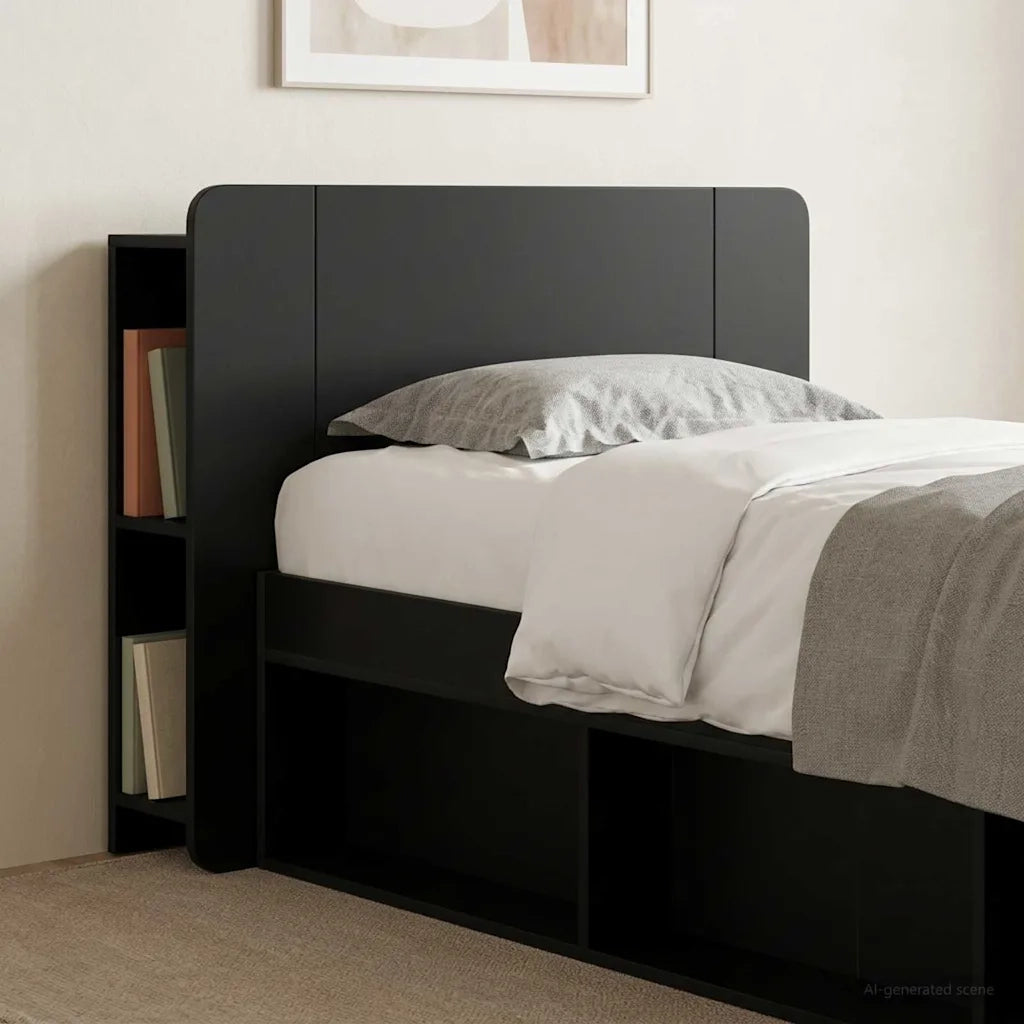 Testata del letto con archiviazione Nero Legno ingegnerizzato 8001184