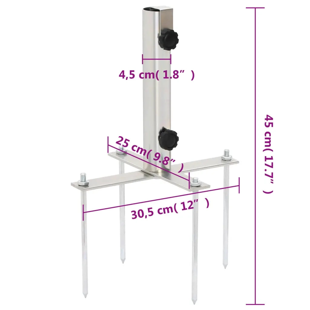 Base per Ombrellone con Picchetti per ?32-38 Argento in Acciaio CFW6656618