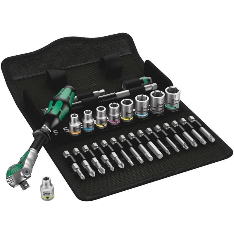 Wera 05004016001 8100 SA 6 Set cricchetto Zyklop Speed 28 pezzi attacco 1-4'' metrico colore Verde