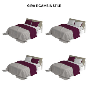 Set Lenzuola Singolo Sopra Sotto e Federe Doubleface Prugna/Grigio Chiaro