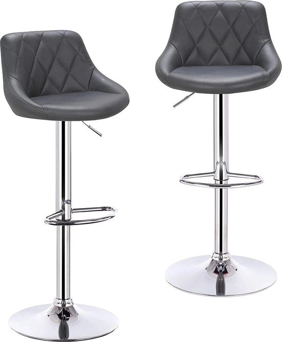Set di 2 Sedili da Bagno - 2 Pezzi - Sedili da Bagno di Lusso - Con Schienale - Sedili da Bagno - Grigio - Pelle in Pvc