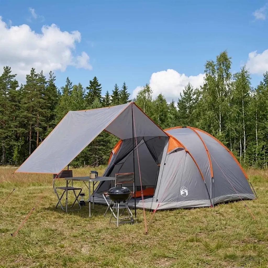 Tenda Capanna Grigio e arancione 4 persone Poliestere e Acciaio 42028581