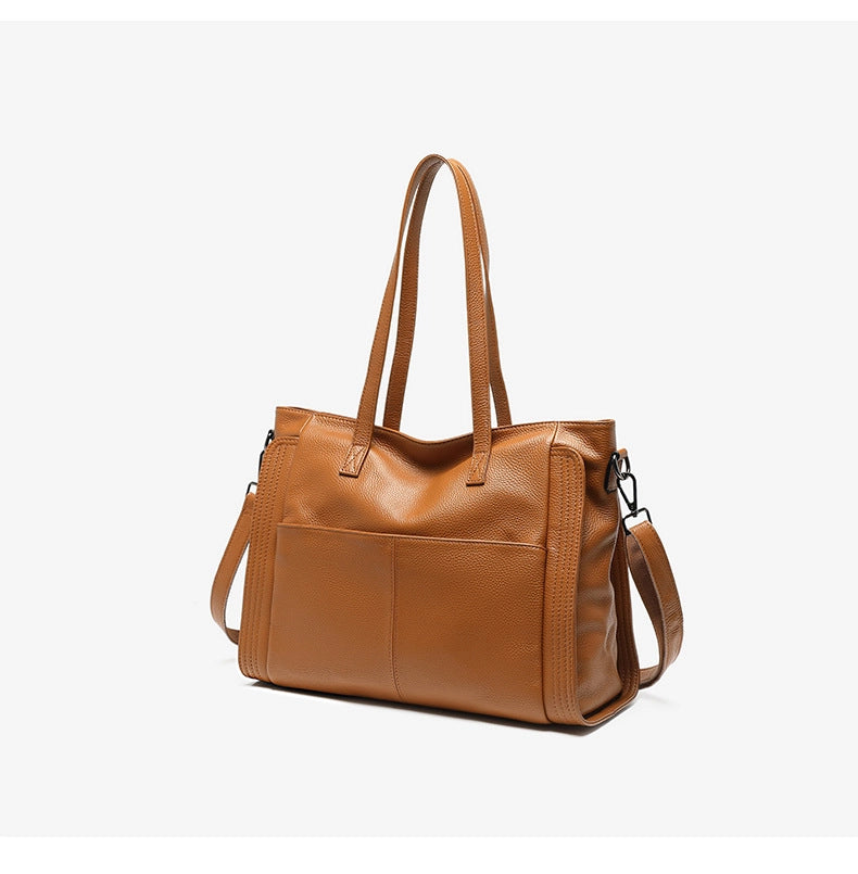 Borsa a tracolla da donna in vera pelle, alla moda, colore marrone.