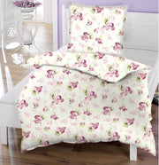 Set di lenzuola per letto a due piazze, 135 cm x 200 cm, copriletto e cuscino, tessuto a due pezzi, lenzuola per letto singolo, copriletto per bambini (disegno di fiori)
