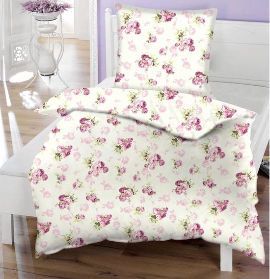 Set di lenzuola per letto a due piazze, 135 cm x 200 cm, copriletto e cuscino, tessuto a due pezzi, lenzuola per letto singolo, copriletto per bambini (disegno di fiori)