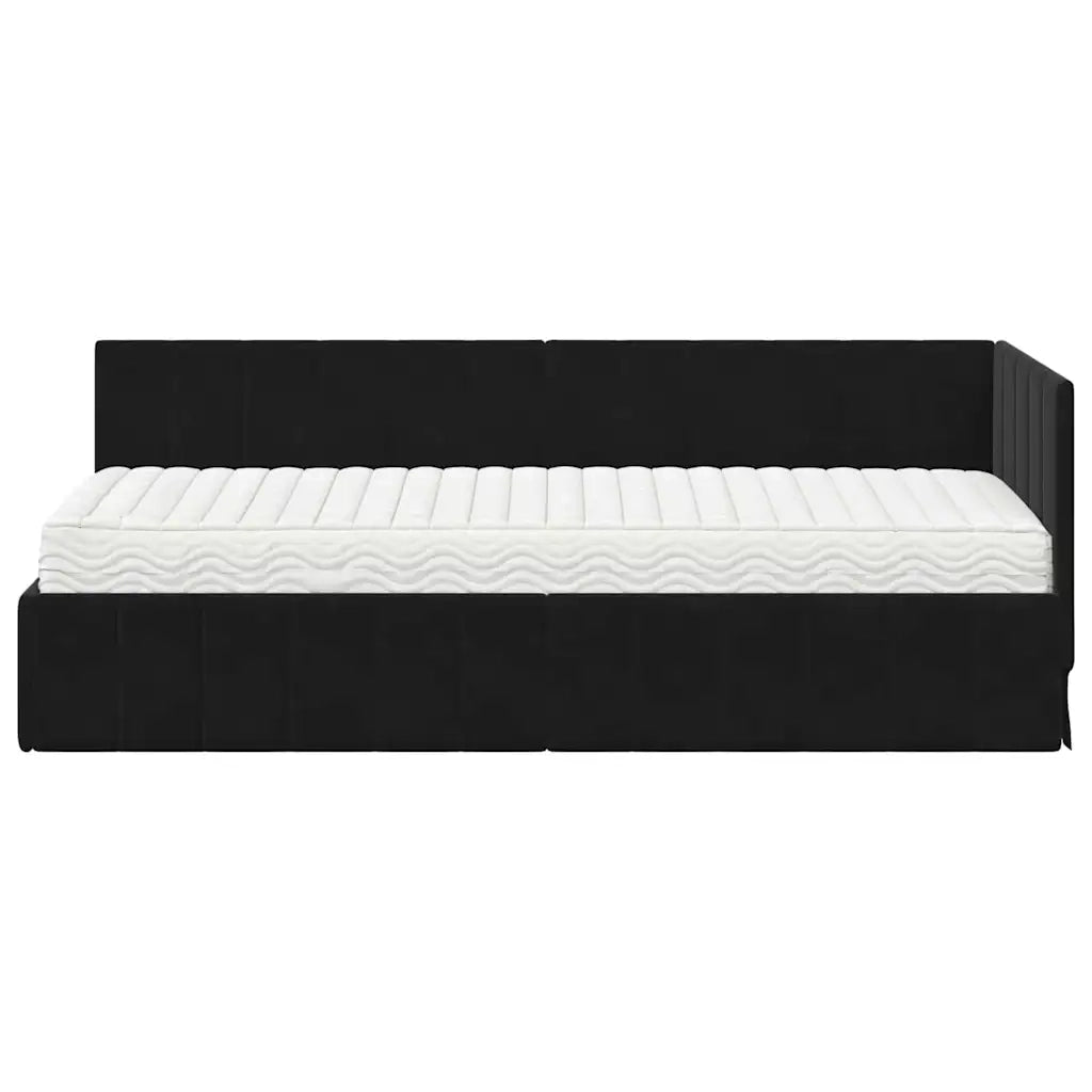 Struttura Letto Angolare con Materasso 2 pz-Giroletto con materasso Nero Velluto 366419