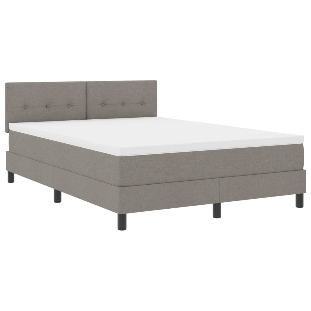 Letto Box Spring con Materasso e LED Taupe 140x200 cm Tessuto