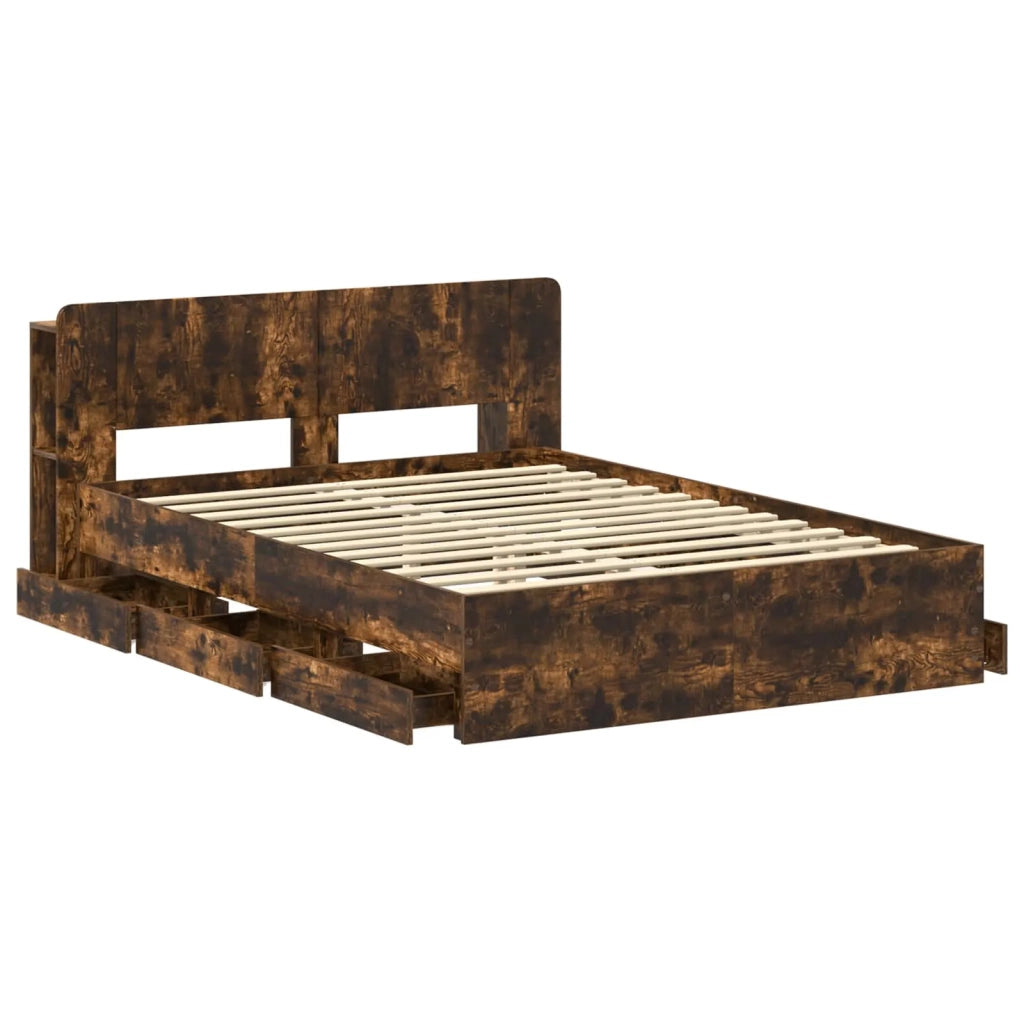 Telaio del letto con storage Rovere Fumo 135 x 190 cm