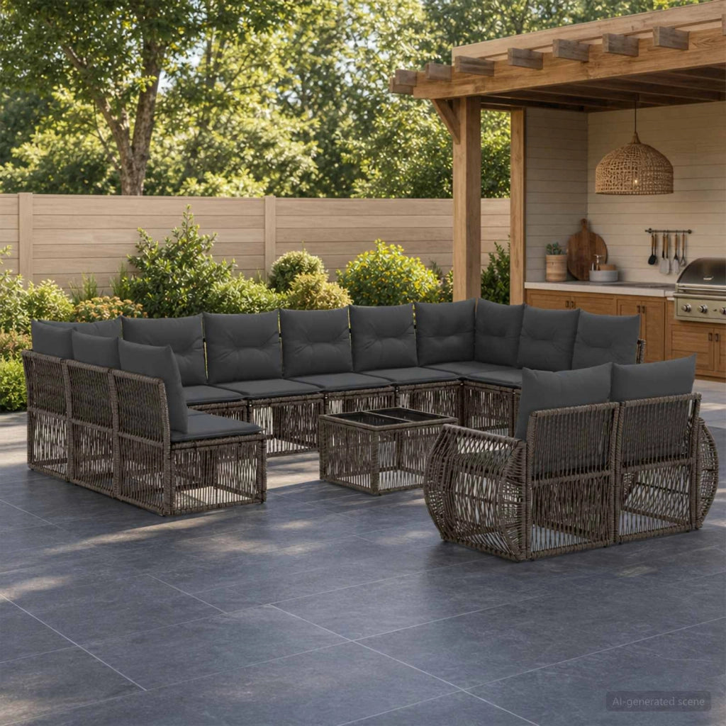 Set Divano da Giardino 13 pz Grigio e Grigio Scuro polyrattan 3435566