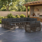 Set Divano da Giardino 13 pz Grigio e Grigio Scuro polyrattan 3435566