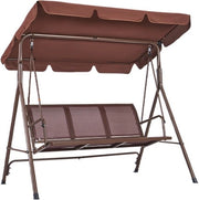 Schienale per Giardino 3 Posti - Bancopendolo - Cuscino Regolabile - Con Braccioli - Tessuto Teslin Resistente all'Umidità - Struttura in Acciaio Solida - Colore Miele