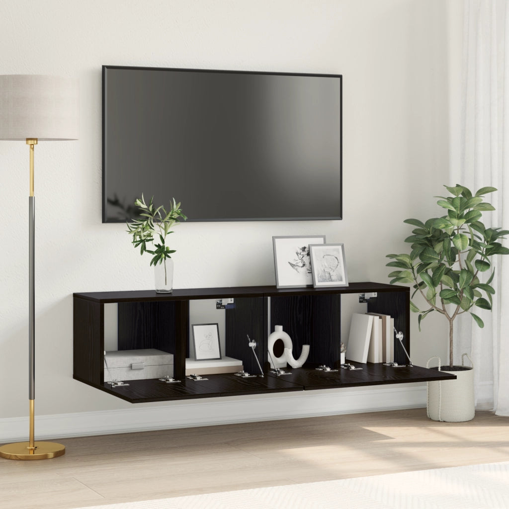 Set di Mobili TV Rovere Nero Legno ingegnerizzato Piccolo