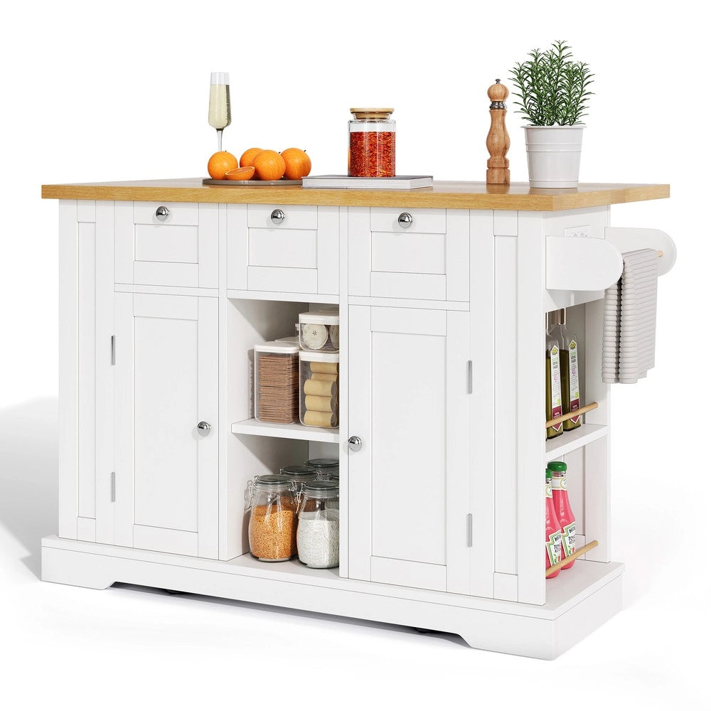 Tavolo da Cucina Mobile con Schublade e Ripiani ¨C Xylo ¨C 132 cm, Stile Rustico