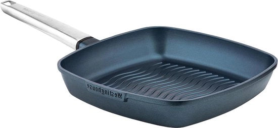 Piastra per cottura capiente 28 cm con manico in acciaio inossidabile per induzione - resistente al forno e al lavastoviglie - alluminio
