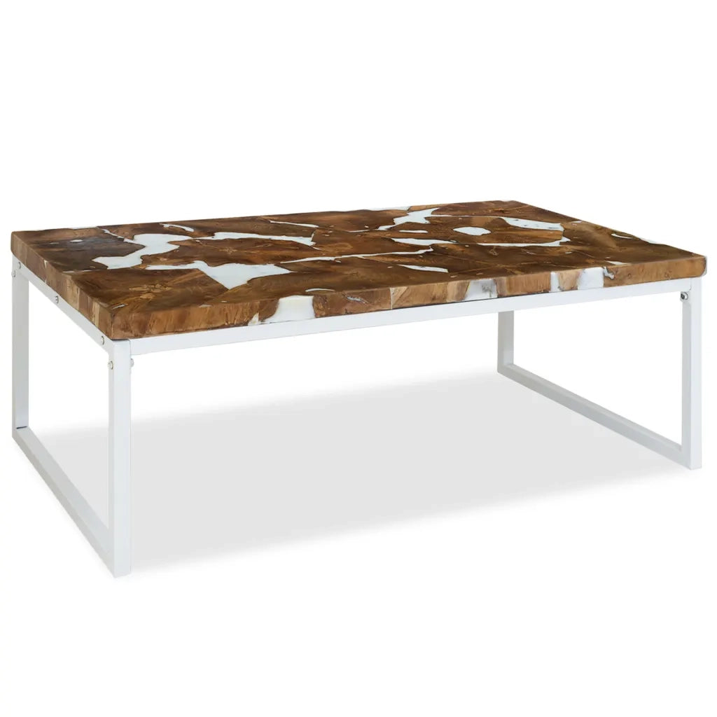 Tavolino da CaffÃ¨ in Legno di Teak e Resina 110x60x40 cm cod mxl 27191