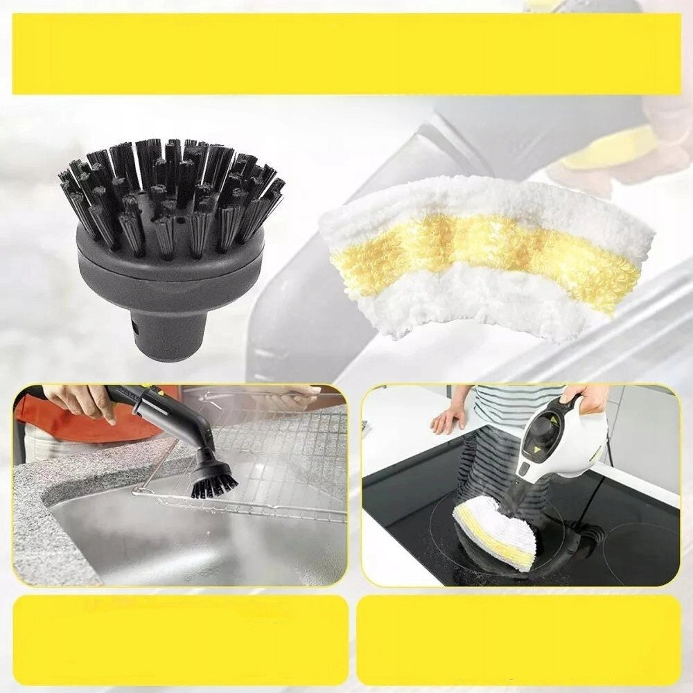 Set di Accessori per Pulizia compatibile con Kärcher SC1-SC5 – 14 Pezzi, Microfibra, Spazzole Nylon e Ottone