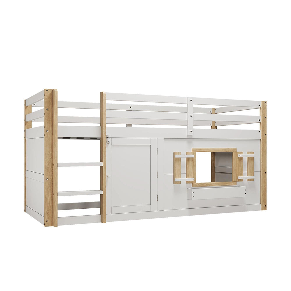 Letto a Castello Bambino 90x200cm - Xylo - Soppalco con Armadio-Scala, Bianco