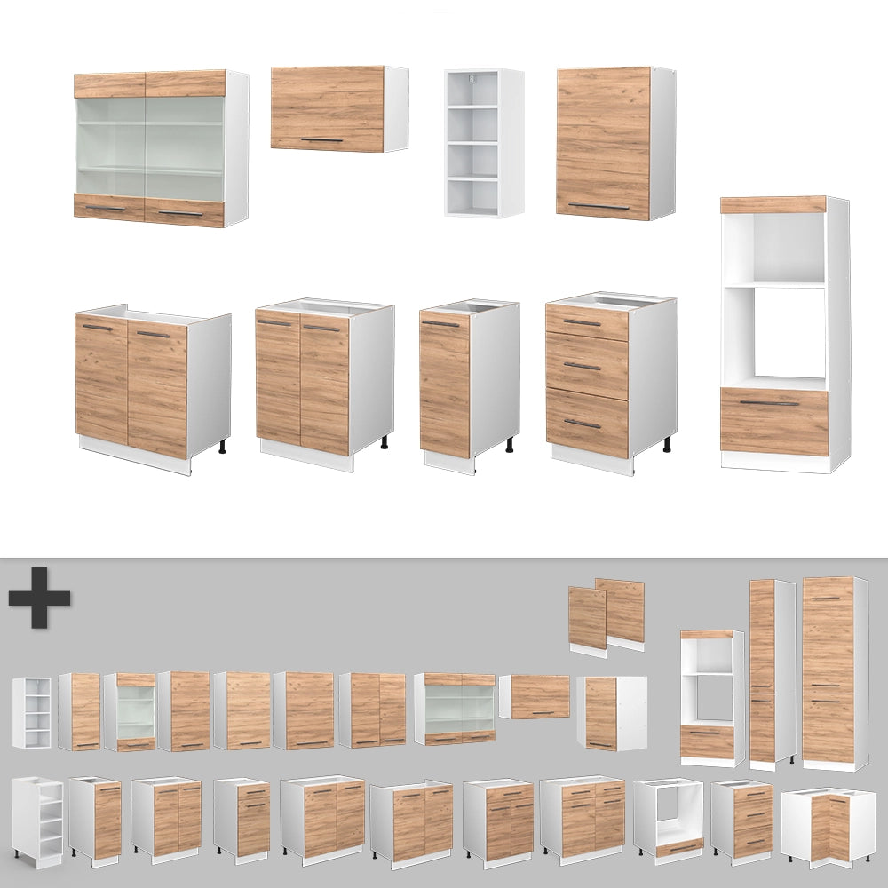 Cucina componibile Fame-Line Rovere dorato/Bianco 280 cm, PL Rovere Vicco