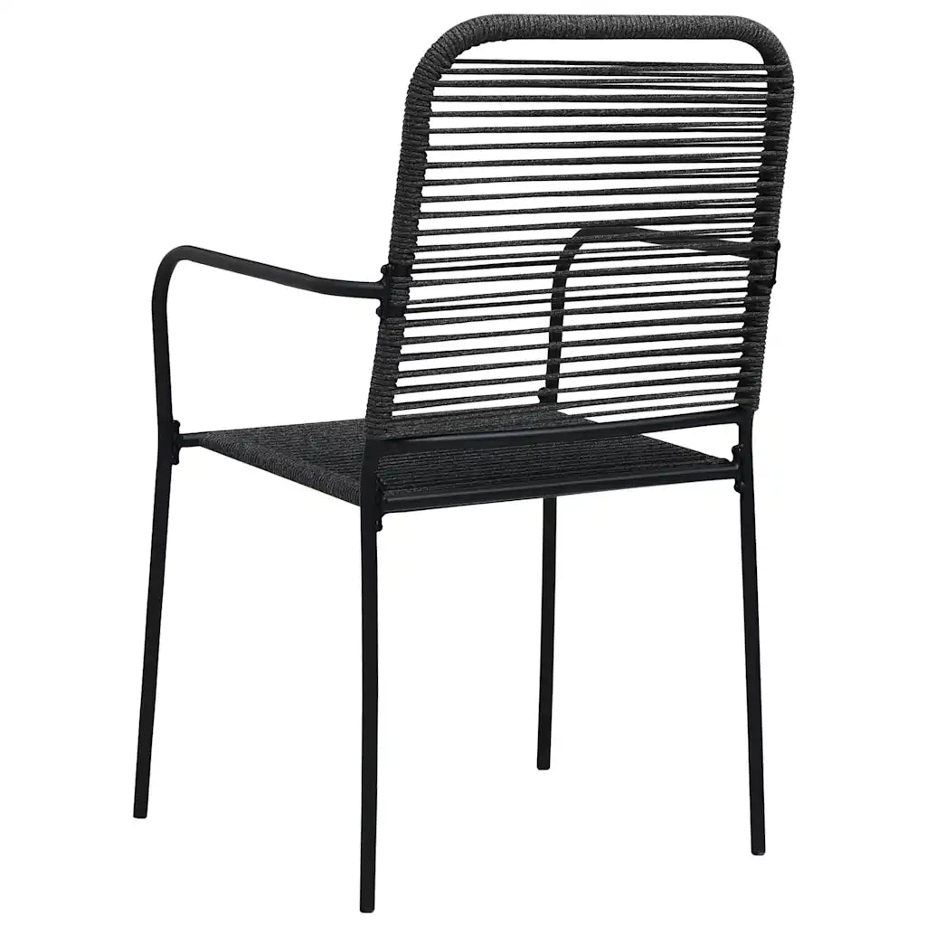 Set da Pranzo da Esterni 7 pz in Corda di Cotone e Acciaio Nero 48570