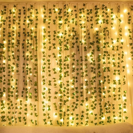 12 pezzi di finta edera a sospensione con 200 luci LED, per matrimonio, festa, giardino, appartamento, balcone