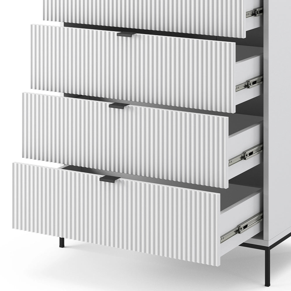 Vicco Cassettiera Bianco 42 x 120 cm con 5 cassetti
