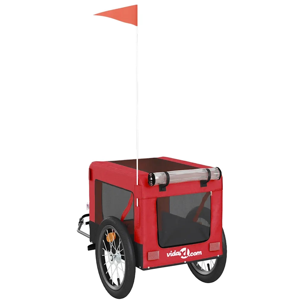 Rimorchio da Bici per Animali Rosso e Nero Oxford e Ferro CFW4542367