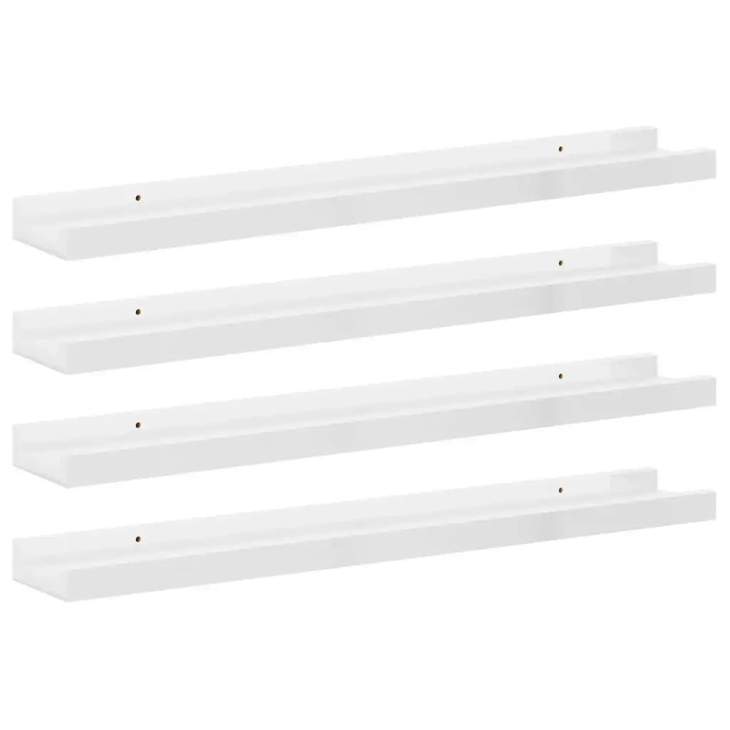 Mensole da Parete 4 pz Bianco Lucido 60x9x3 cm 326654