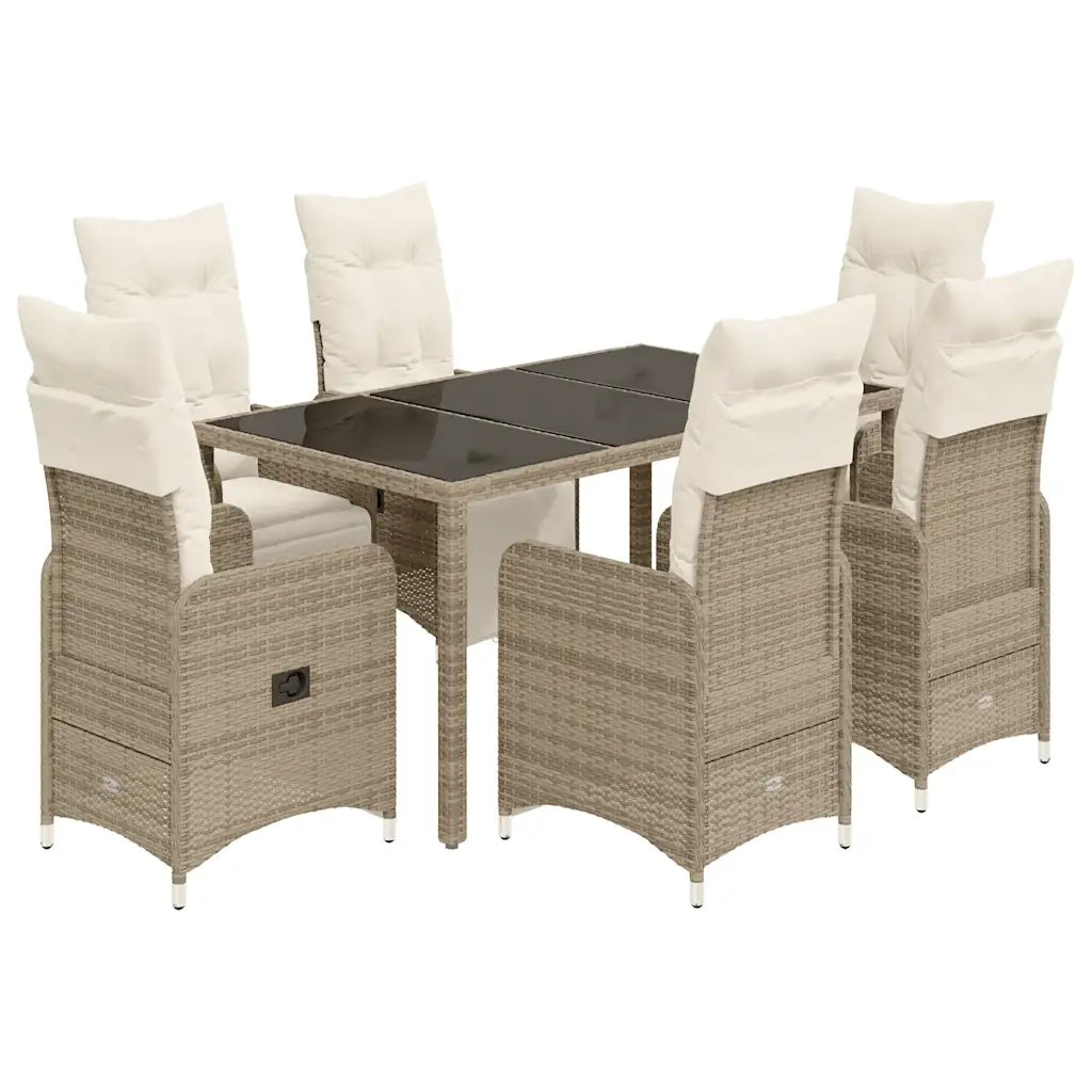 vidaXL Set Bistrò da Giardino 7 pz con Cuscini in Polyrattan Marrone