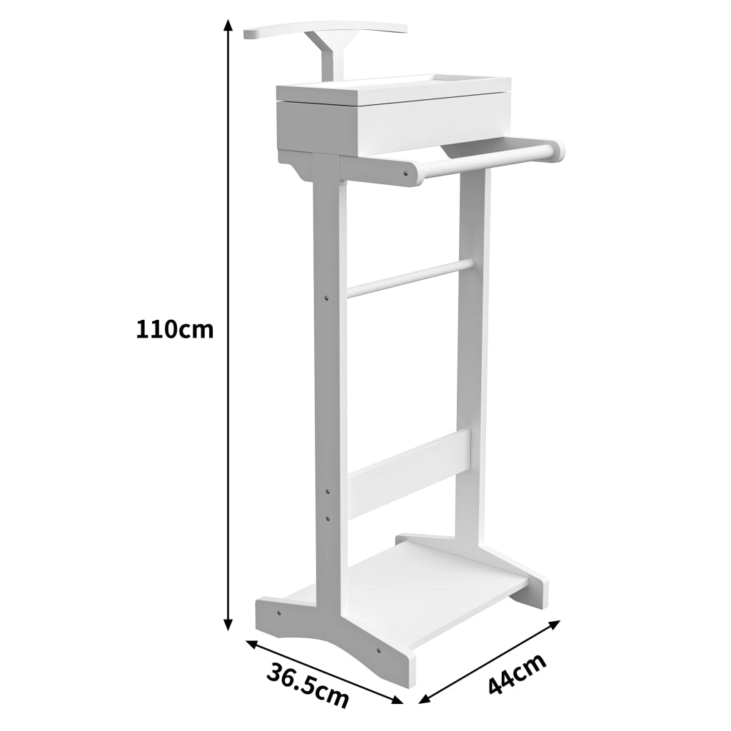 Appendiabiti verticale bianco con cassetto e organizer, struttura leggera in MDF