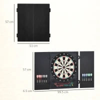 Bersaglio Freccette Elettronico con Punteggio Automatico, 12 Freccette e 6 Display, 51x6.5x57cm, Nero