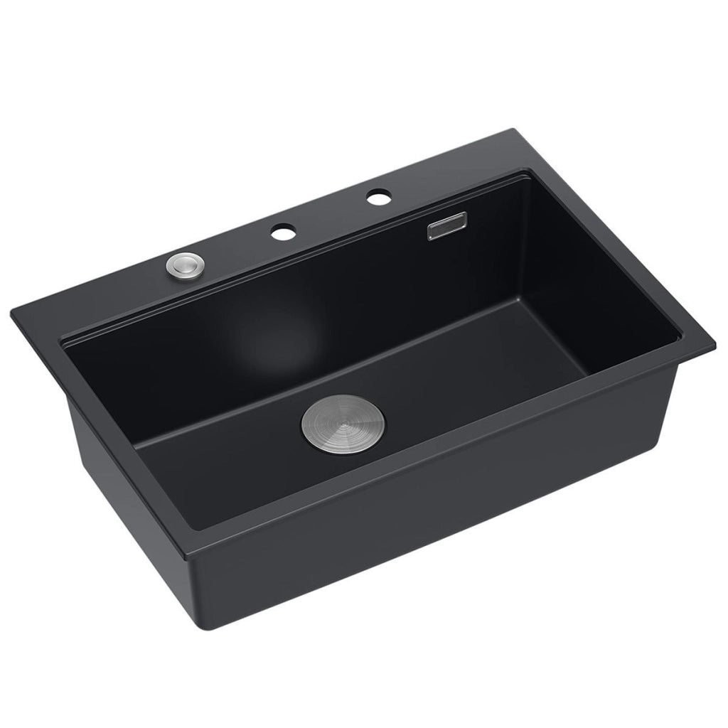 Lavello In Granito Marc 110 Workstation Black Tappo rame spazzolato