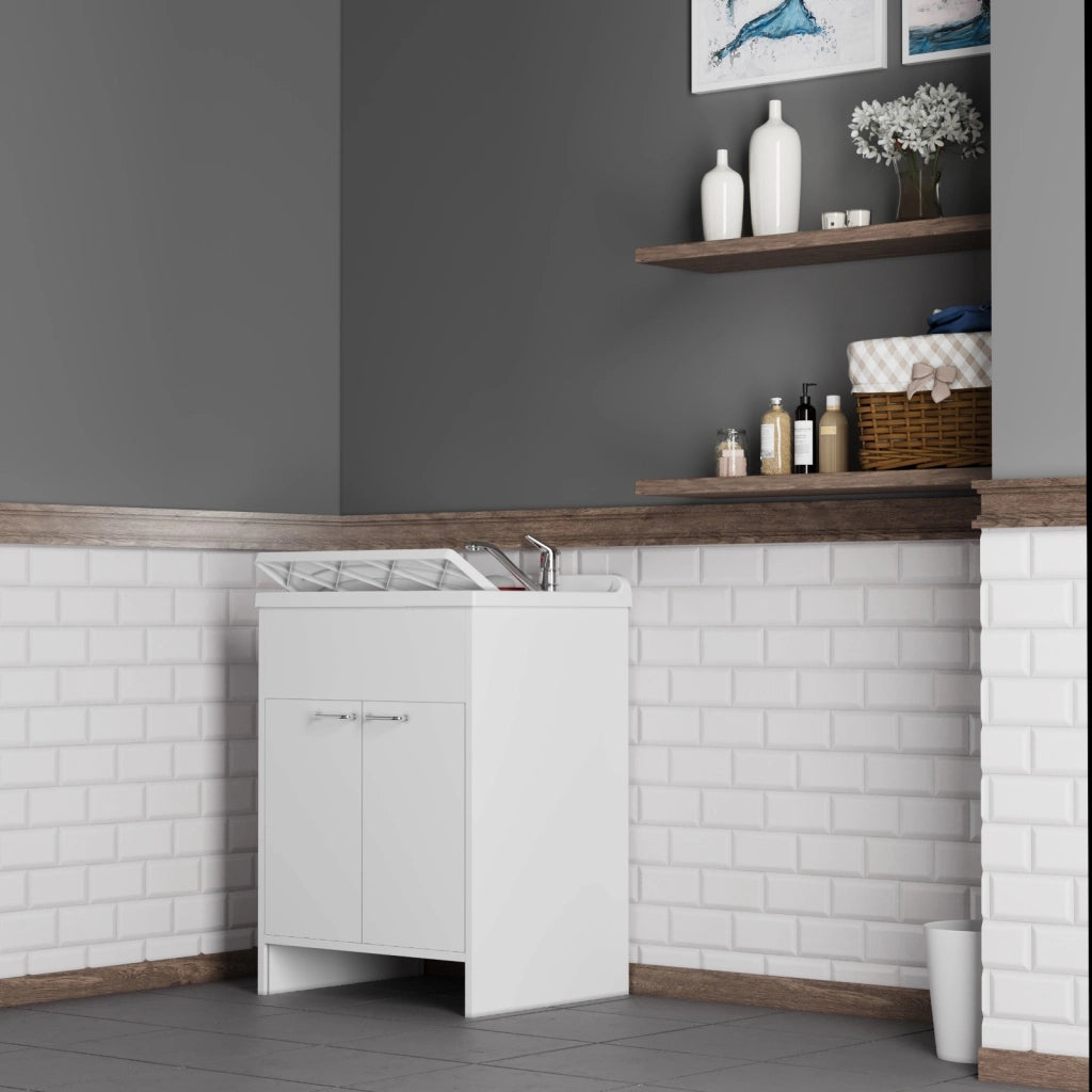 Mobile LAVATOIO in PVC in KIT di montaggio - 80X50 per Interni/Esterni - CR - Col: BIANCO