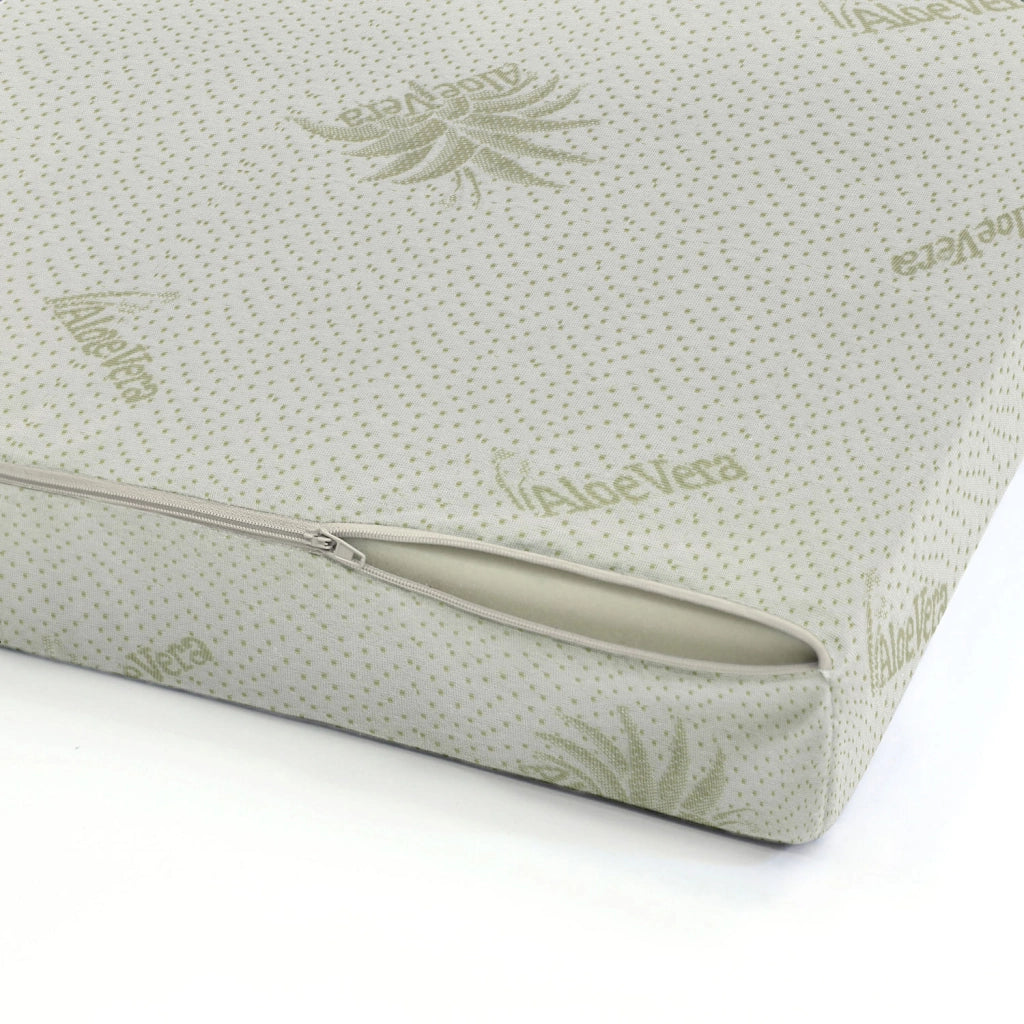 Topper 1 Piazza e Mezza 120x190 cm Memory Sfoderabile Fodera Aloe con Elastici in Poliestere Bianco