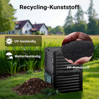 Compostiera da 300 litri 61 x 61 x 82 cm, compostiera da giardino in plastica per rifiuti organici, con coperchio e sportello inferiore per lo svuotamento