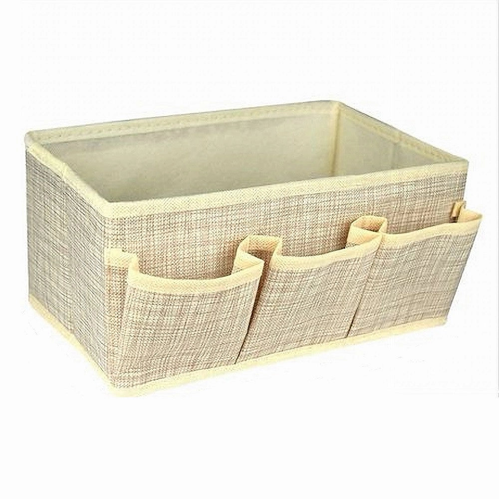 Trade Shop - Portaoggetti Tessuto Organizer Contenitore Box Scatola 3 Tasche 25x15x12cm 79419 -